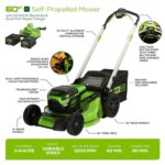 Greenworks 60V 21″ Brushless Self-Propelled Battery Powered Lawn Mower + (2) 4.0Ah Batteries & Dual Port Charger - Image 4