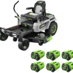 EGO Power+ Electric Riding Lawn Mower, 52″ Deck with Zero Turn Radius, Includes (6) 56V 12.0Ah Batteries and Chargers – ZT5207L