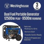 Westinghouse 12,500/9,500-Watt Dual-Fuel Portable Generator, Electric Start, Transfer Switch Ready - Image 5