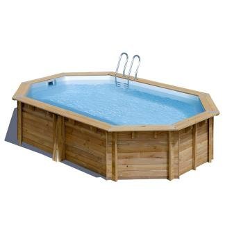 444-1.jpg Piscine bois Lola octogonale allongée 541 x 336 x 131 cm avec escalier - Image 1