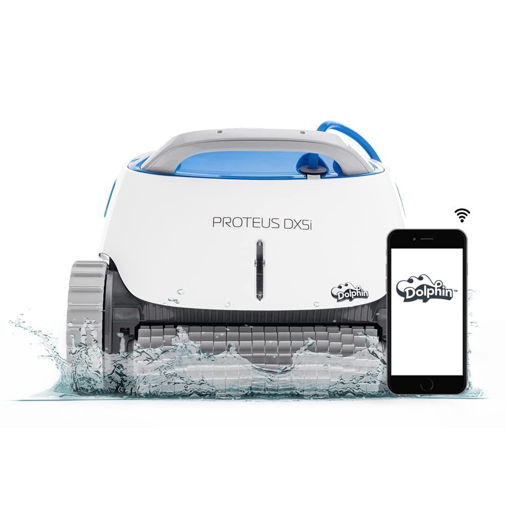 51Vylz9tgvL-1.jpg Dolphin Proteus DX5i Wi-Fi Robotic Pool Cleaner with Waterline Scrubber – For Pools up to 50 ft - Image 1