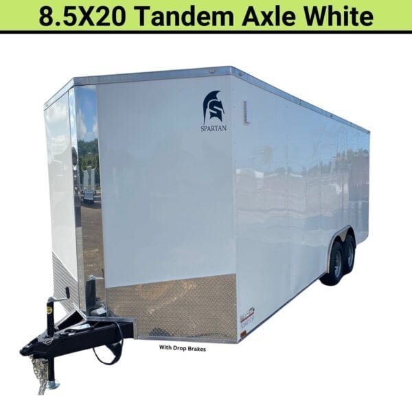 8.5X20TA3-600x600-1-1.jpg Spartan 8.5X20 Tandem Axle Enclosed Cargo Trailer | White - Image 1