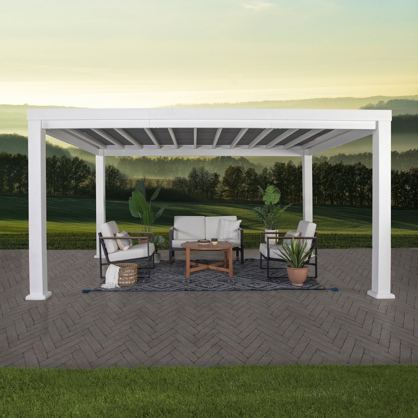 AYW-0034.1-1.jpg 14×12 Windham Modern Steel Pergola - Image 1
