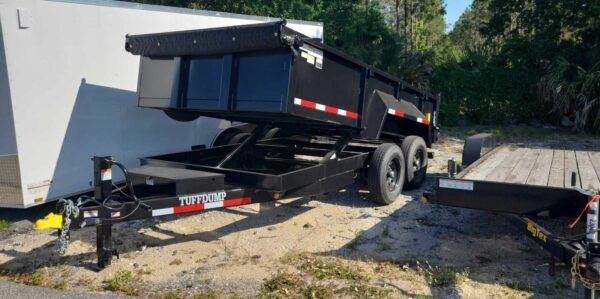 GMCA39sXcAAX3Ew-600x299-1-1.jpg 14 Foot Tuff Dump with Spreader Gate Gray Dump Trailer (TD-14S) - Image 1