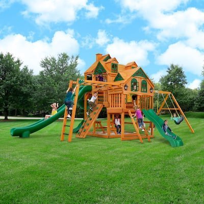 Gorilla-Playsets-Empire-Wooden-Swing-Set-with-Monkey-Bars.jpg Gorilla Playsets 27 ft Empire Swing Set with Installation - Image 1