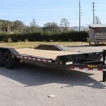 22 Foot Big Tex Heavy Duty with Drive-Over Fender Black Equipment Trailer (14DF-19BK+3KR)