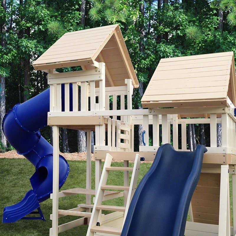 KIdwiseCongoMonkeyPlaySystem_3UpCloseOutdoor_800x800.jpg CONGO Monkey Playsystem #3 with Swing Beam, Wave Slide, and Turbo Slide Green and Sand - Image 1