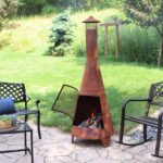 Sunnydaze 70″ Rust Patina Finish Steel Wood-Burning Chiminea with Spark Screen