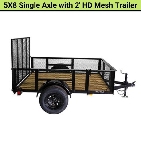 U5X8S24M-5X8SA2HDMESH-600x600-1-1.jpg Triple Crown 5X8 Single Axle with 2? HD Mesh Utility / Landscape Trailer | 5X8SA2HDMESH - Image 1