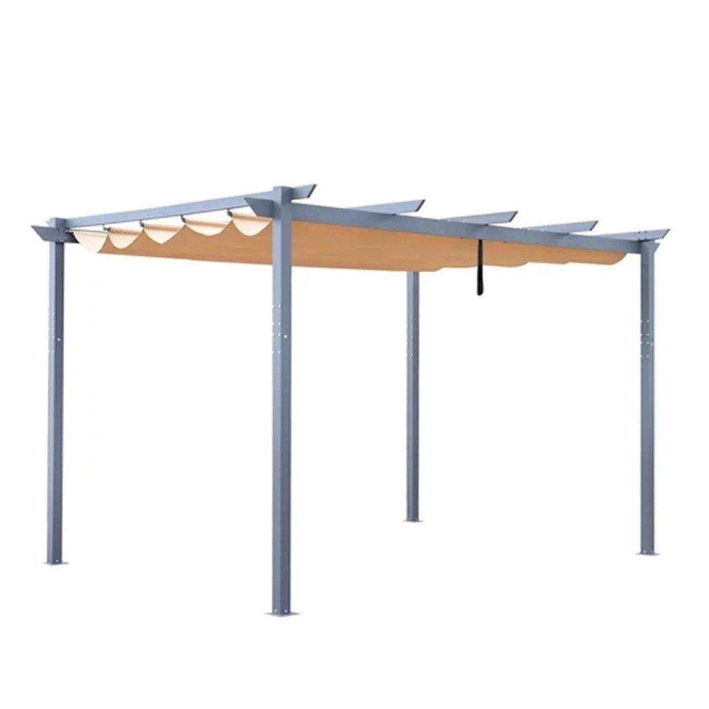 aluminum-outdoor-retractable-canopy-pergola-13-x-10-ft-sand-color-aleko-products-garage-department-860_5ba0b21f-39ef-4744-82e0-b0d5ea409012-1.jpg Aluminum Outdoor Retractable Canopy Pergola – 13 x 10 Ft – Sand Color - Image 1
