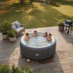 Wave Atlantic 6-Person Inflatable Hot Tub | Integrated Eco Heater | 130 Aquajet Massage System | Anti-Freeze Protection | Quick 15-Minute Setup | Gray Rattan - Image 4