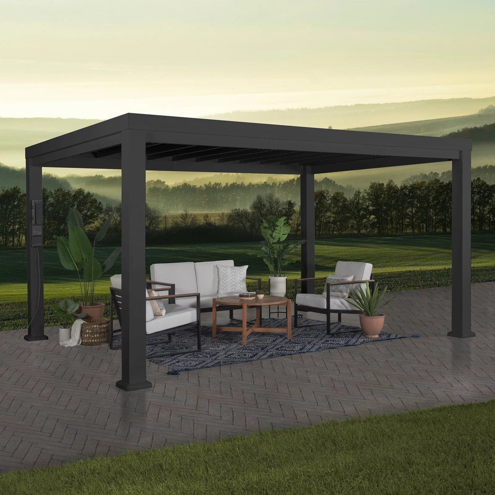 img-225.jpg 14×12 Trenton Modern Steel Pergola With Sail Shade Soft Canopy - Image 1