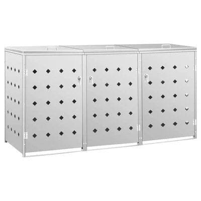 img-3001.jpg vidaXL Triple Wheelie Bin Shed 63.4 gal Stainless - Image 1