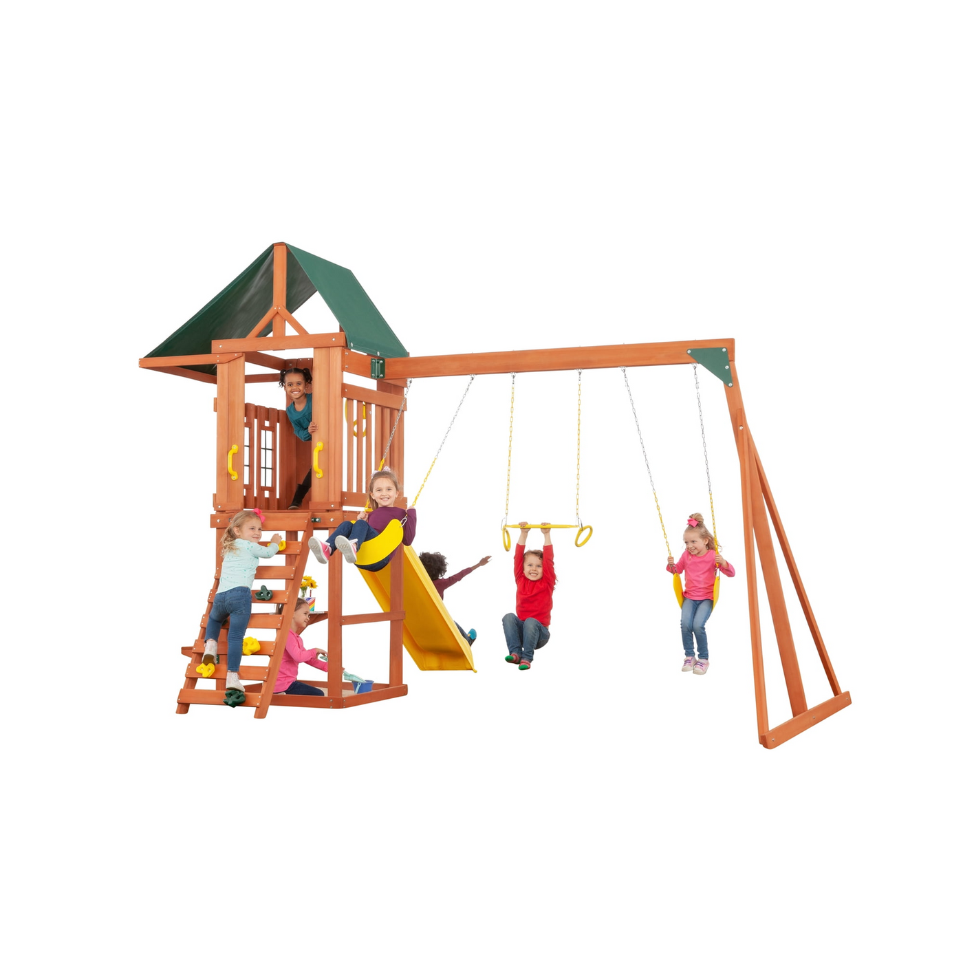 saybroker-product-57-image-1.png Creative Cedar Designs Cedar Cottage Wooden Swing Set with Slide and Picnic Table - Image 1