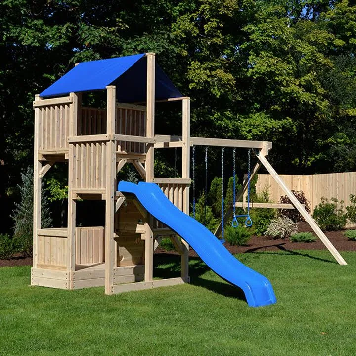 shopping-15-1.png Quad Tower White Cedar Outdoor Wooden Swing Set with Swings and Slide - Image 1